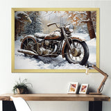 War Rustic War Bike In Winter - Motorcycle Canvas Wall Art