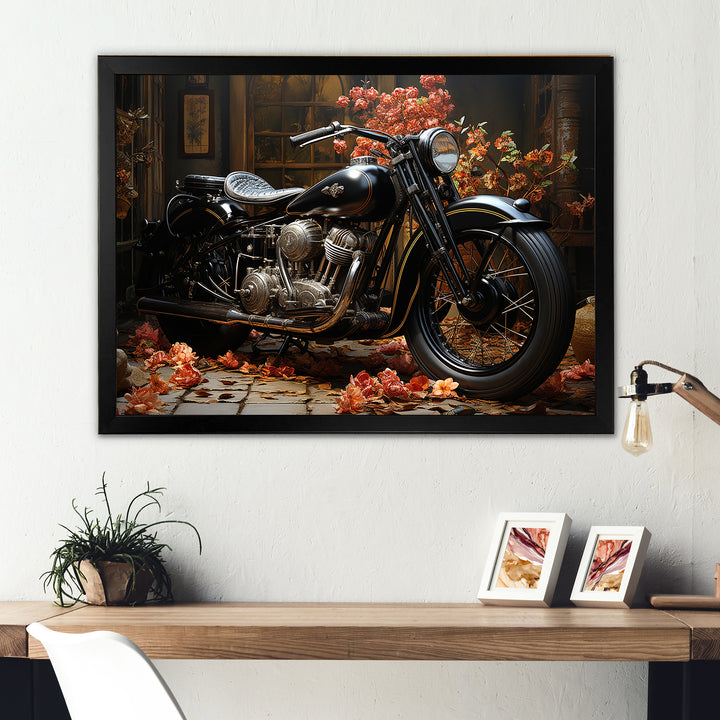 Noir Motorcycle Mystery - Motorcycle Canvas Wall Art