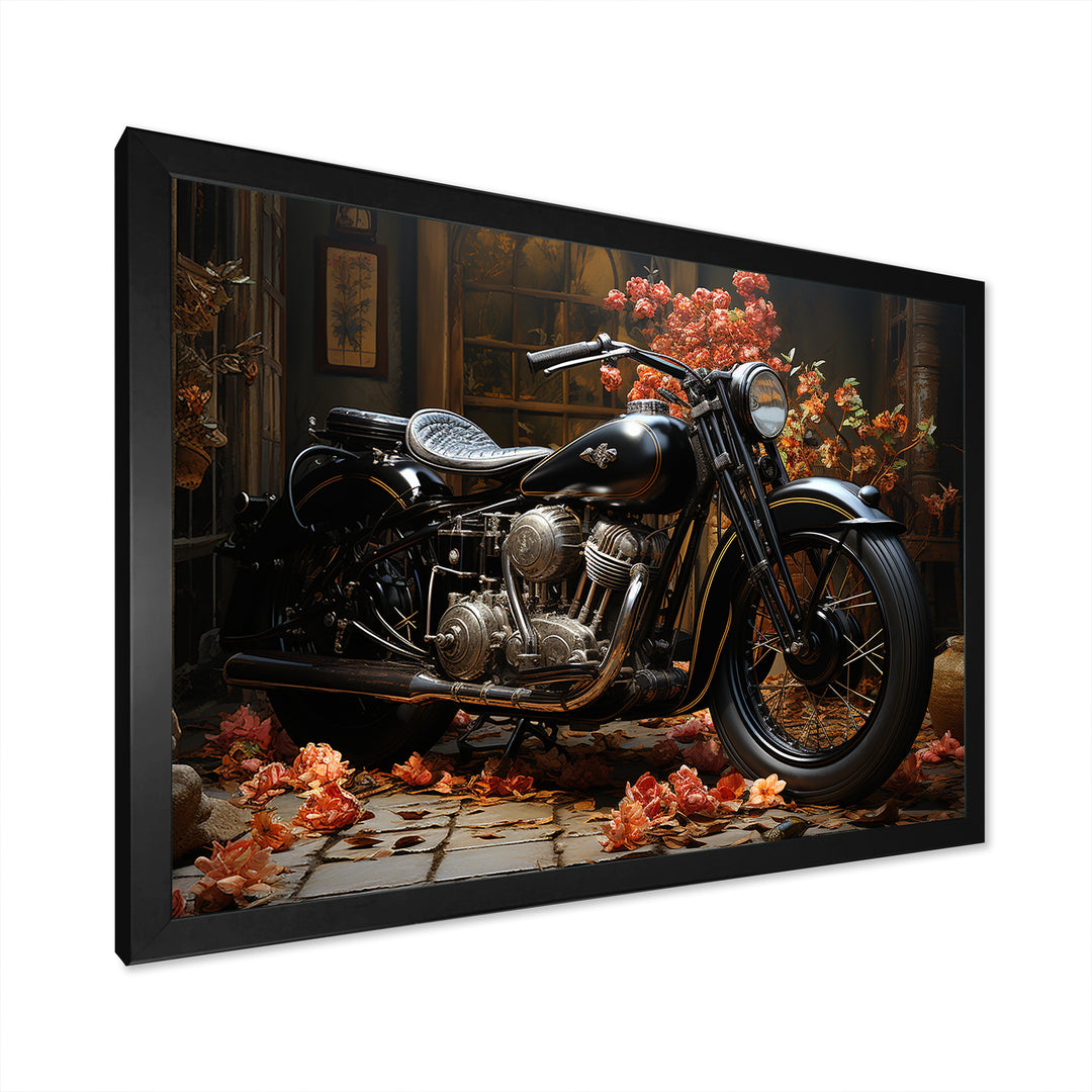 Noir Motorcycle Mystery - Motorcycle Canvas Wall Art