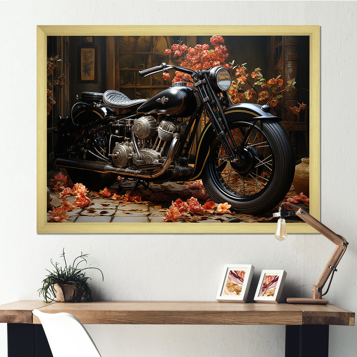 Noir Motorcycle Mystery - Motorcycle Canvas Wall Art