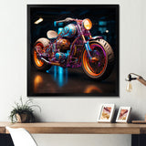 Pop Art Motor Cycle - Motorcycle Canvas Wall Art