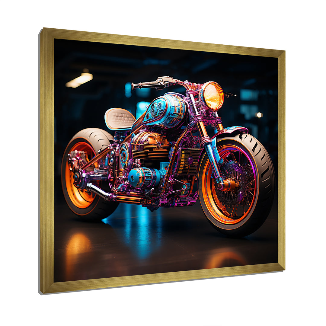 Pop Art Motor Cycle - Motorcycle Canvas Wall Art