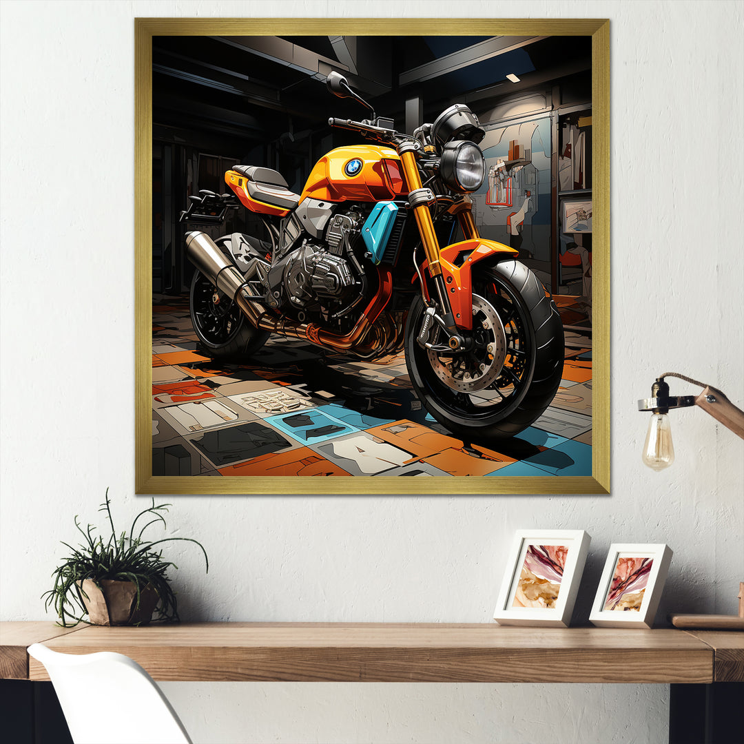Pop Art Motorcycle - Motorcycle Canvas Wall Art