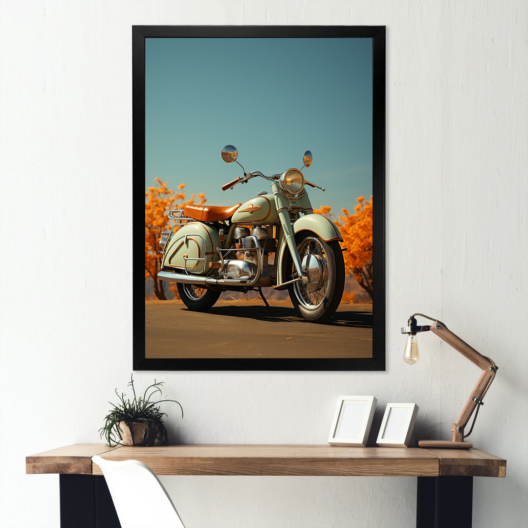 Retro Cruiser Motorcycle - Motorcycle Canvas Wall Art
