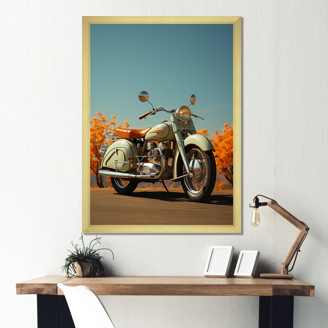 Retro Cruiser Motorcycle - Motorcycle Canvas Wall Art