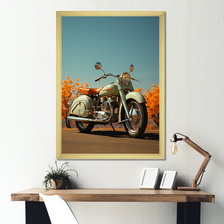 Retro Cruiser Motorcycle - Motorcycle Canvas Wall Art