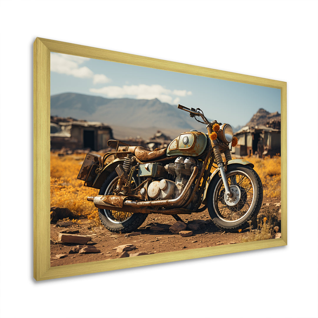 Rustic Adventure Motorcycle - Motorcycle Canvas Wall Art