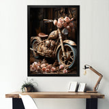 Rustic Adventure Flower Motorcycle - Motorcycle Canvas Wall Art