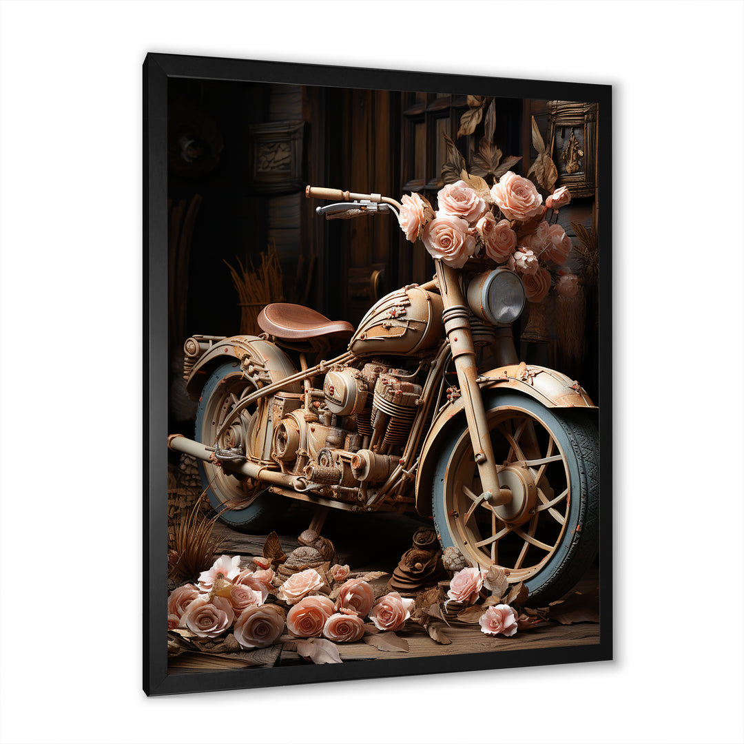 Rustic Adventure Flower Motorcycle - Motorcycle Canvas Wall Art