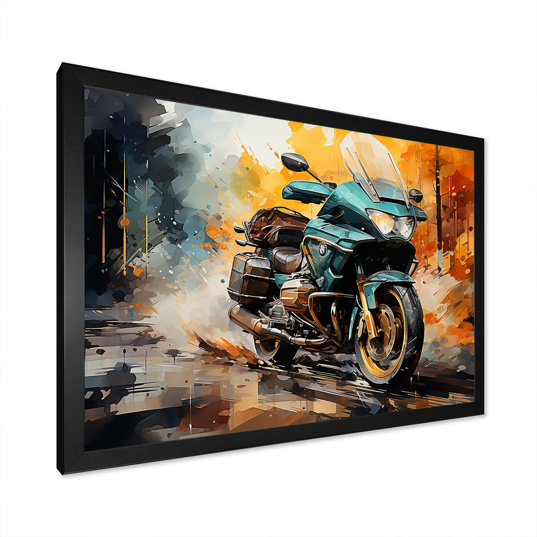 Watercolor Motorcycle Path - Motorcycle Canvas Wall Art