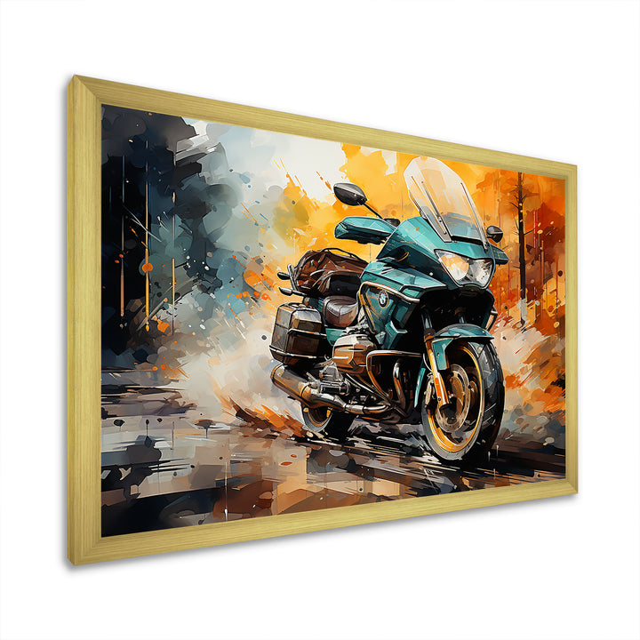 Watercolor Motorcycle Path - Motorcycle Canvas Wall Art