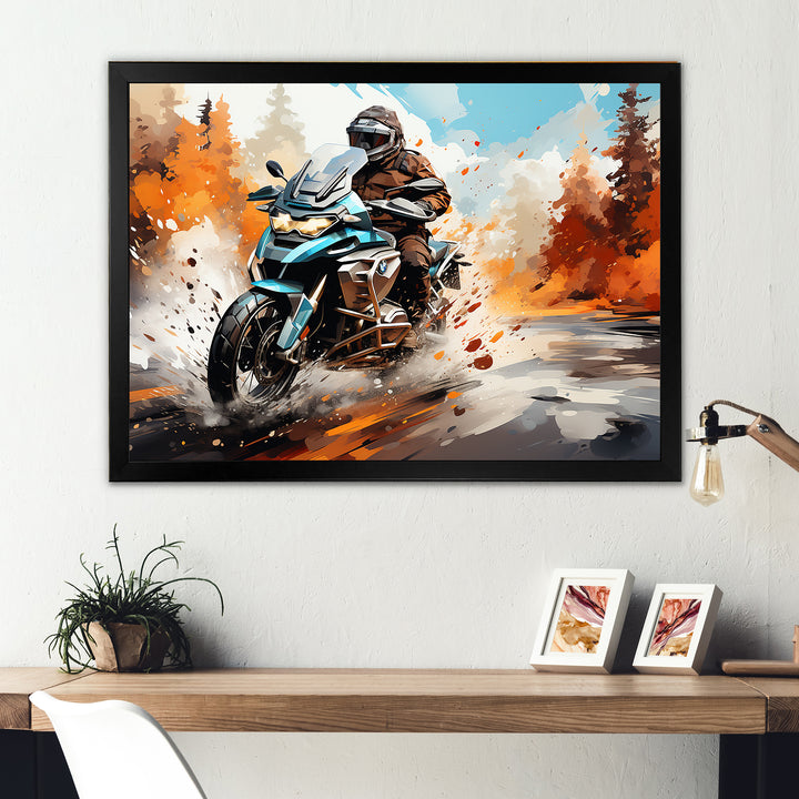 Watercolor Motorcycle Speedster Path - Motorcycle Canvas Wall Art