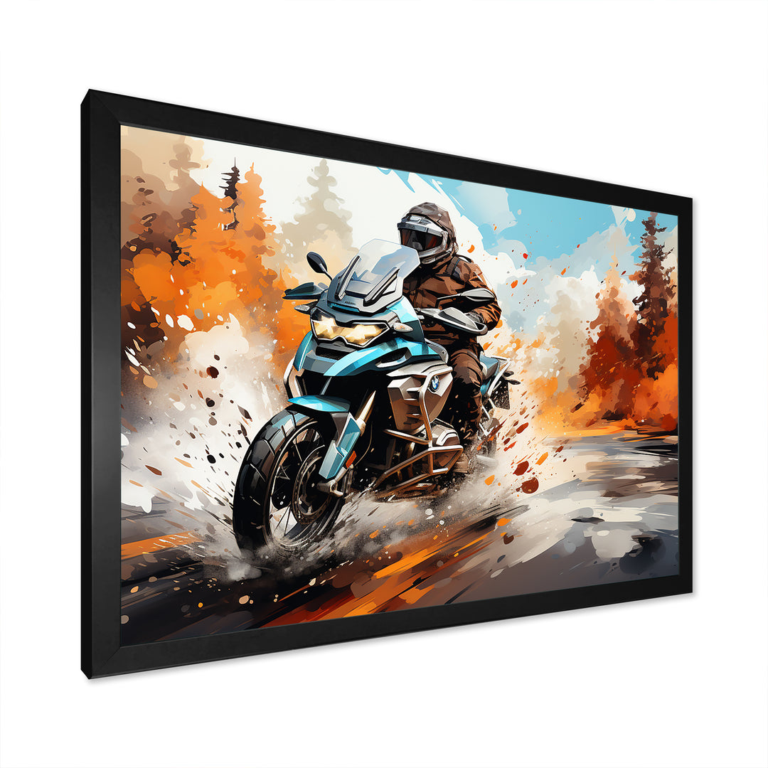 Watercolor Motorcycle Speedster Path - Motorcycle Canvas Wall Art