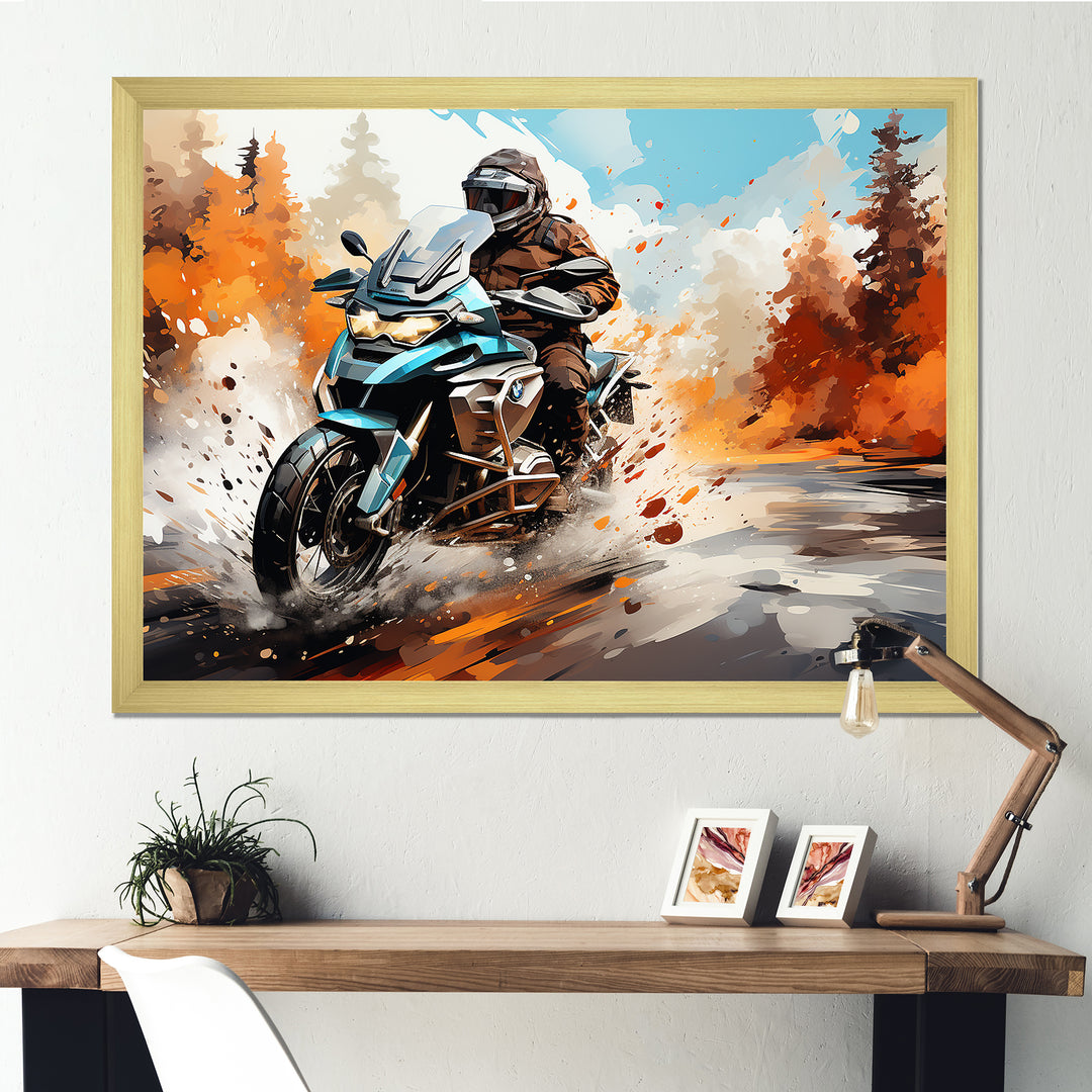 Watercolor Motorcycle Speedster Path - Motorcycle Canvas Wall Art