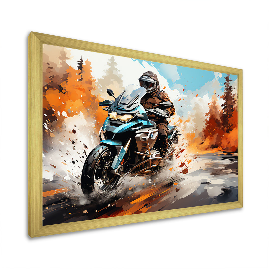 Watercolor Motorcycle Speedster Path - Motorcycle Canvas Wall Art