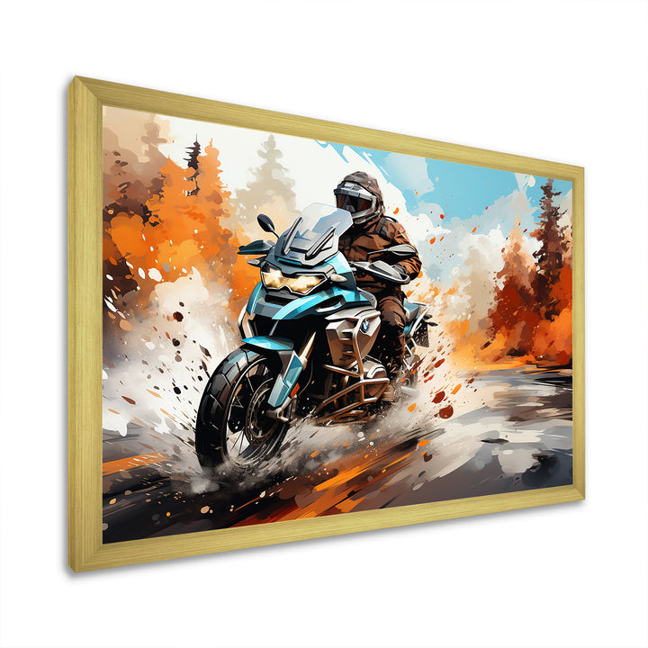 Watercolor Motorcycle Speedster Path - Motorcycle Canvas Wall Art