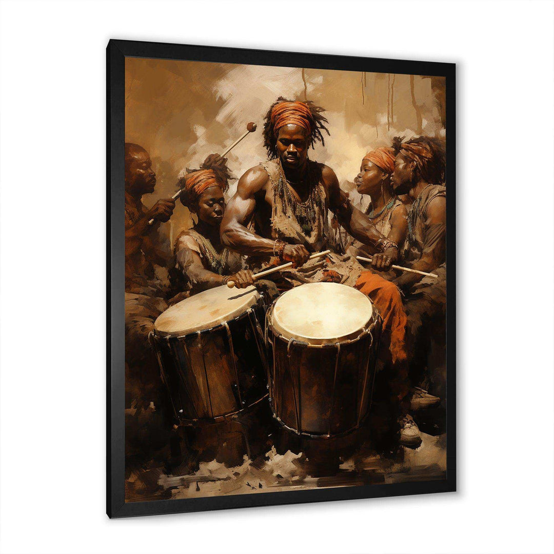 Traditional African Drum Drama - Music Canvas Wall Art