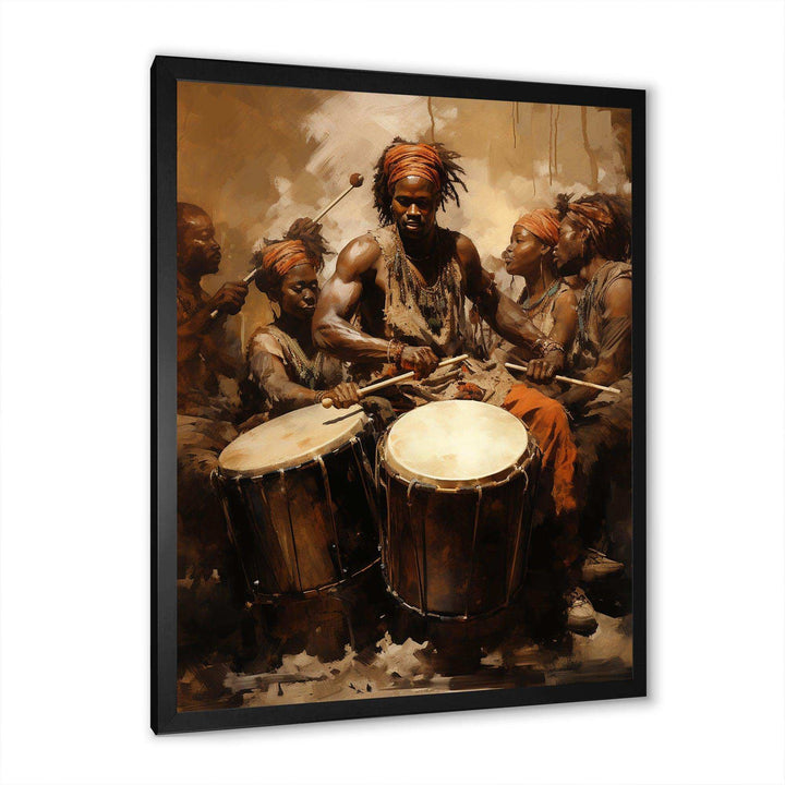 Traditional African Drum Drama - Music Canvas Wall Art