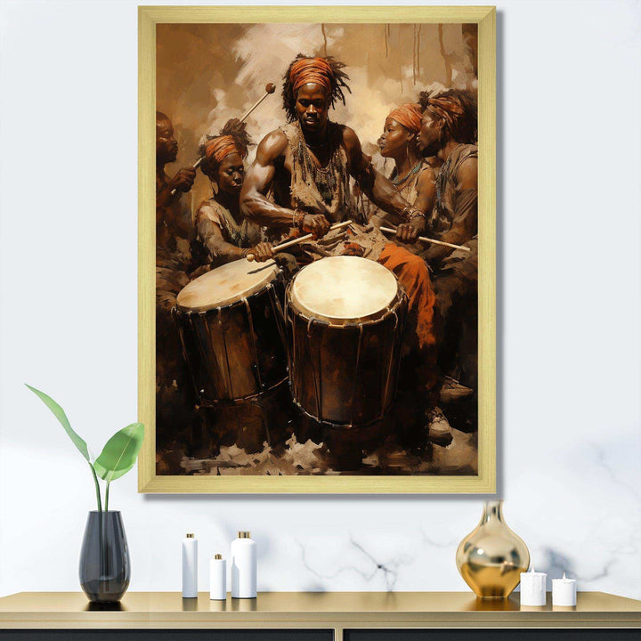 Traditional African Drum Drama - Music Canvas Wall Art