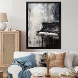 Minimalism Piano Midnight Black And White I - Music Canvas Wall Art