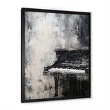 Minimalism Piano Midnight Black And White I - Music Canvas Wall Art