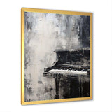 Minimalism Piano Midnight Black And White I - Music Canvas Wall Art