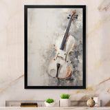 Minimalism White Violin Music - Music Canvas Wall Art