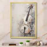 Minimalism White Violin Music - Music Canvas Wall Art