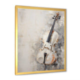 Minimalism White Violin Music - Music Canvas Wall Art