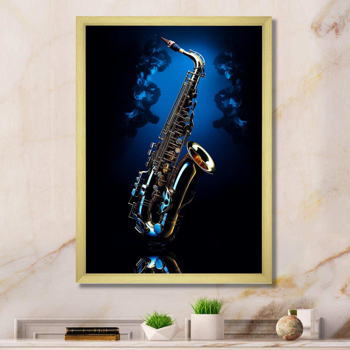 Saxophone Midnight Blue II - Music Canvas Wall Art