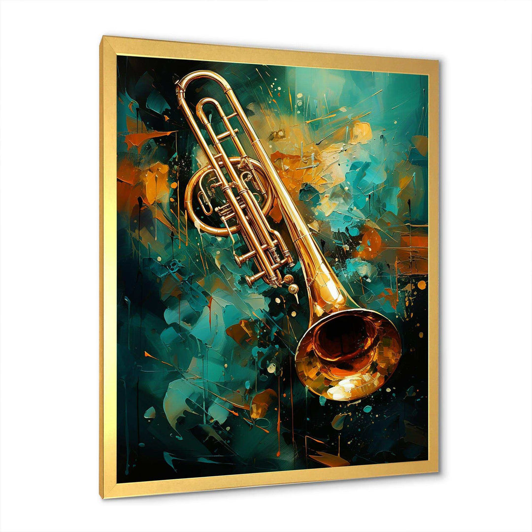 Trombone Tribute Jazzed Jade - Music Canvas Wall Art