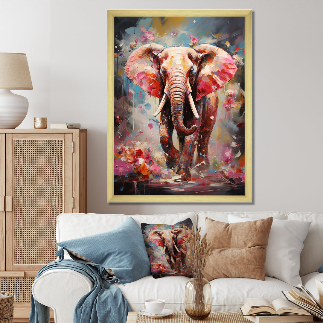 Pink Elephant Stampede - Elephant Home Decor Art