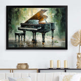 Green Piano Impressionists Instrument - Music Canvas Wall Art