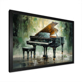 Green Piano Impressionists Instrument - Music Canvas Wall Art