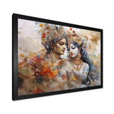 Hinduism Dry Watercolor Radha Krishnas Divine Wedding - Spiritual Canvas Wall Art