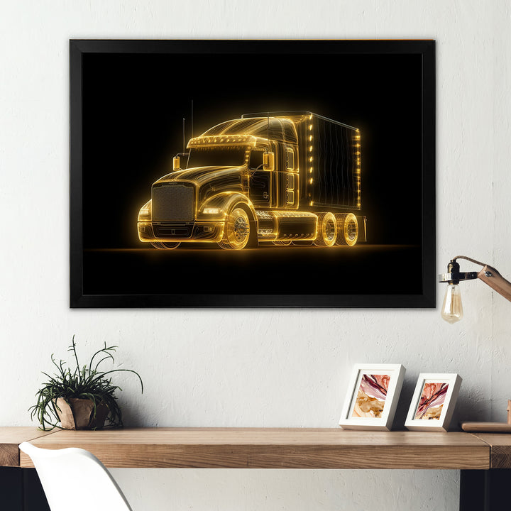 Neon Light Strips Trailer Truck - Car/Van Canvas Wall Art