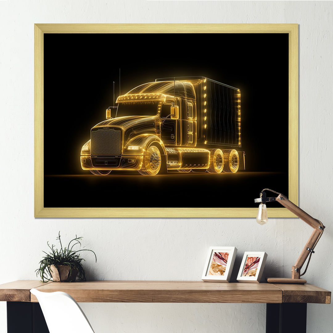 Neon Light Strips Trailer Truck - Car/Van Canvas Wall Art
