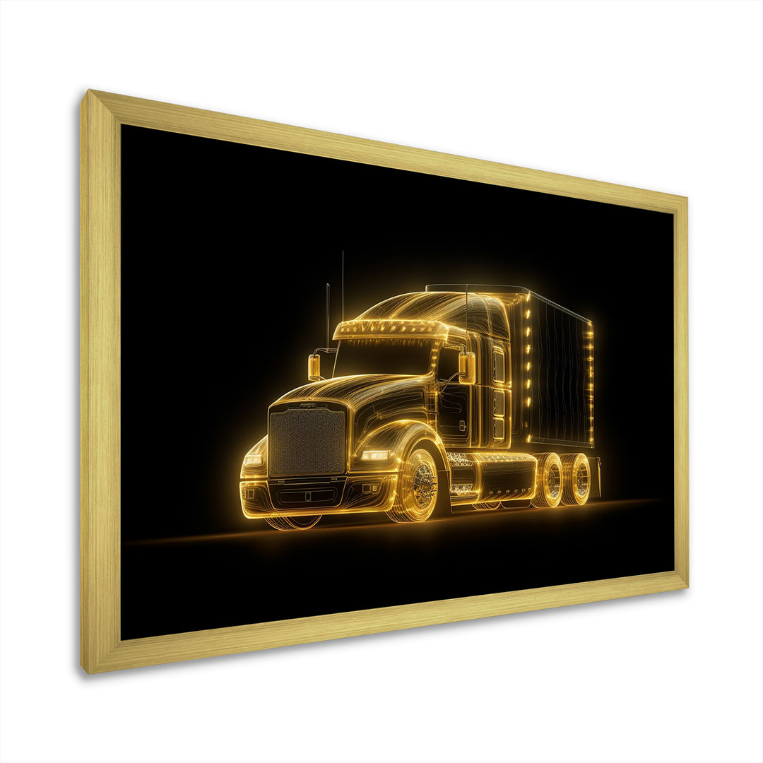 Neon Light Strips Trailer Truck - Car/Van Canvas Wall Art
