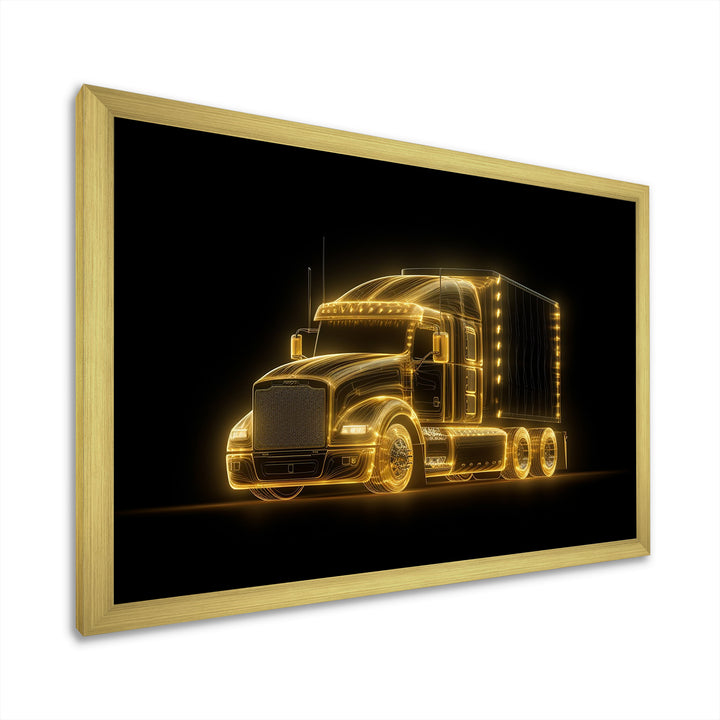 Neon Light Strips Trailer Truck - Car/Van Canvas Wall Art