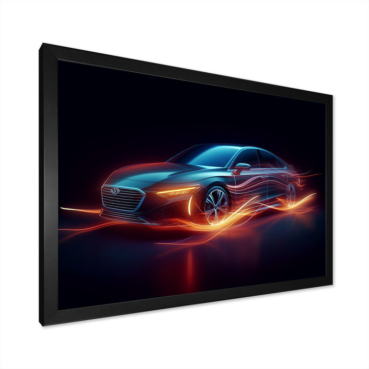 Neon Light Strips Luxury Car - Cars Luxury Canvas Wall Art