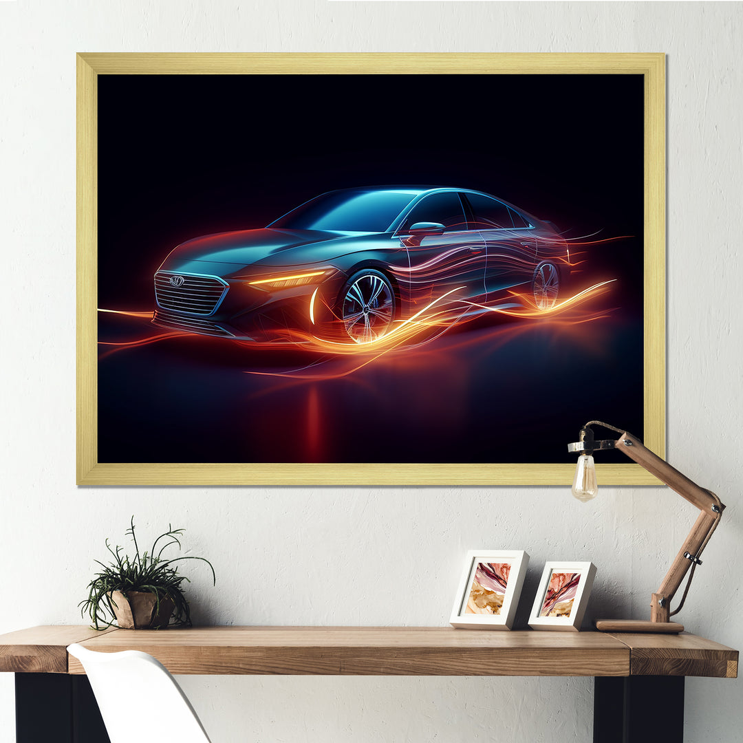 Neon Light Strips Luxury Car - Cars Luxury Canvas Wall Art