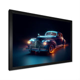 Neon Light Strips Indigo Vintage Car - Car Vintage Canvas Wall Art
