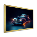 Neon Light Strips Indigo Vintage Car - Car Vintage Canvas Wall Art
