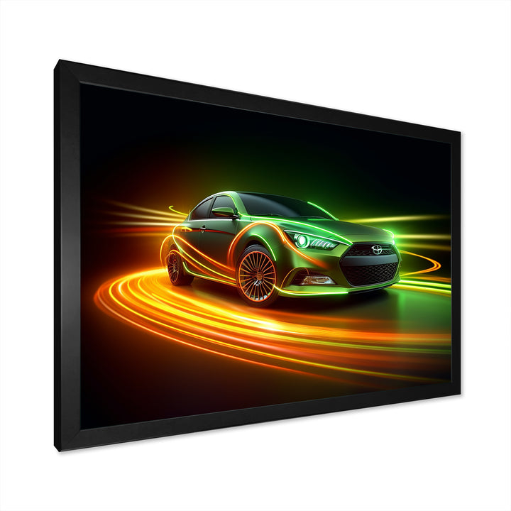 Neon Light Strips Car Drifting - Cars Drifting Canvas Wall Art