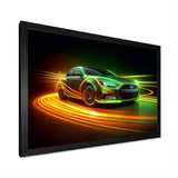 Neon Light Strips Car Drifting - Cars Drifting Canvas Wall Art