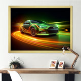 Neon Light Strips Car Drifting - Cars Drifting Canvas Wall Art
