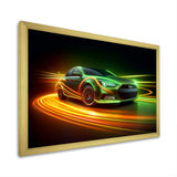 Neon Light Strips Car Drifting - Cars Drifting Canvas Wall Art