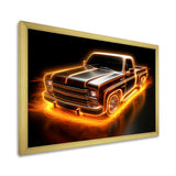 Neon Light Strips Orange Pickup Truck - Truck Pickup Canvas Wall Art