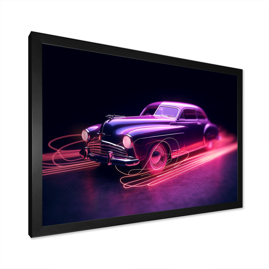Neon Light American Muscle Car - Cars American Muscle Canvas Wall Art