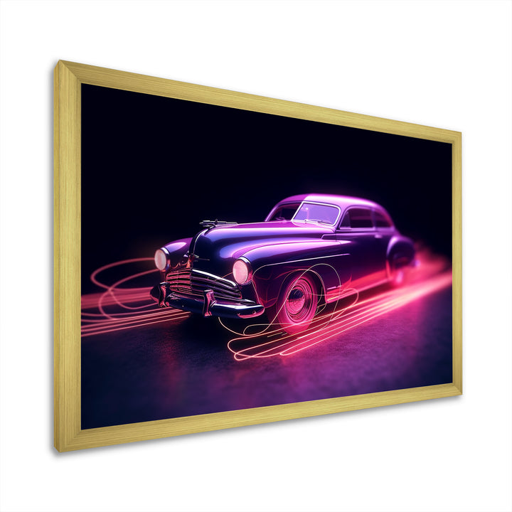 Neon Light American Muscle Car - Cars American Muscle Canvas Wall Art